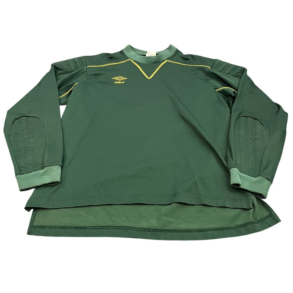 Umbro Goalkeeper Jersey‎ Mens XL Green Vintage Padded Elbows Soccer Shirt